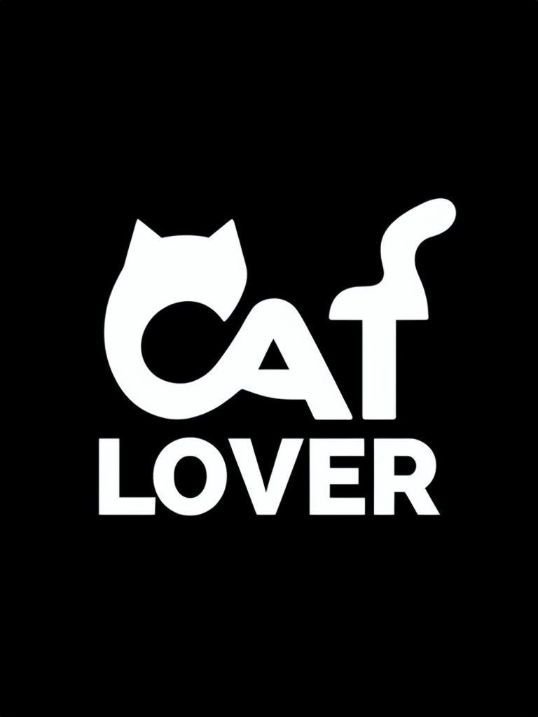 Minimalist Cat Lover Logo Design T-Shirt