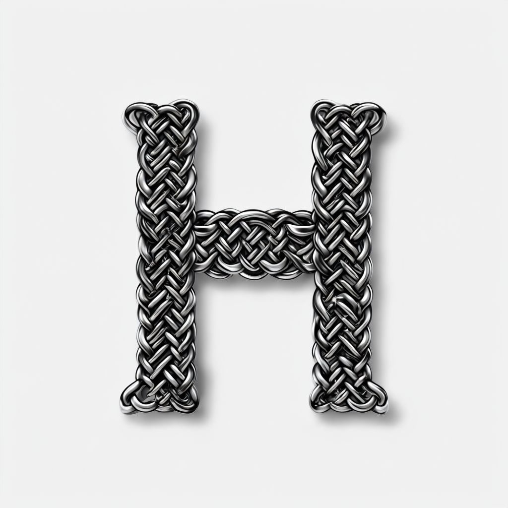 Intricate 3D Metallic Letter H Monogram Design
