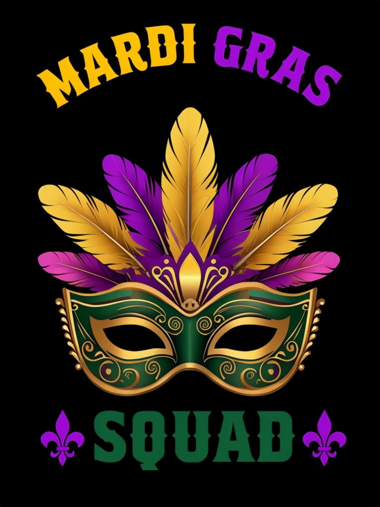 Vibrant Mardi Gras Carnival Mask Design T-Shirt