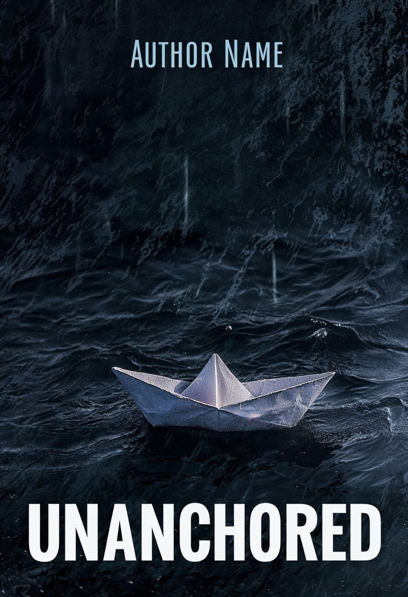 "Unanchored: A Paper Boat's Journey Through Dark Waters EBook Cover"