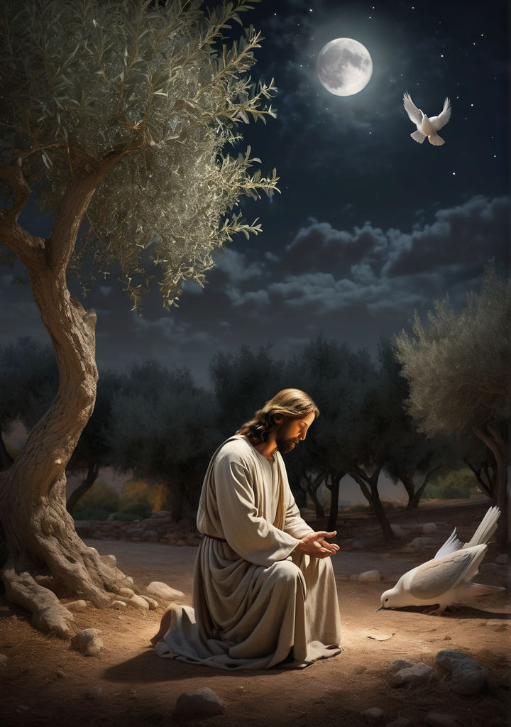 Jesus Kneeling In The Garden Of Gethsemane By Reinaldo Santos - Playground