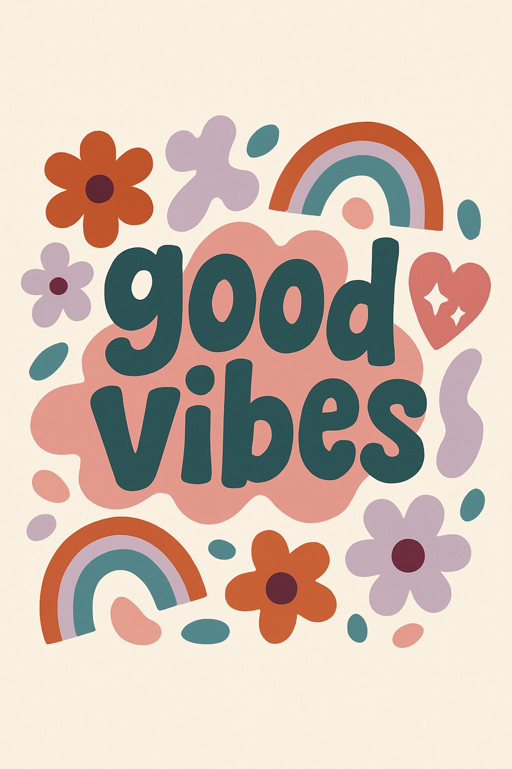 Cheerful Good Vibes Retro Graphic Design Poster
