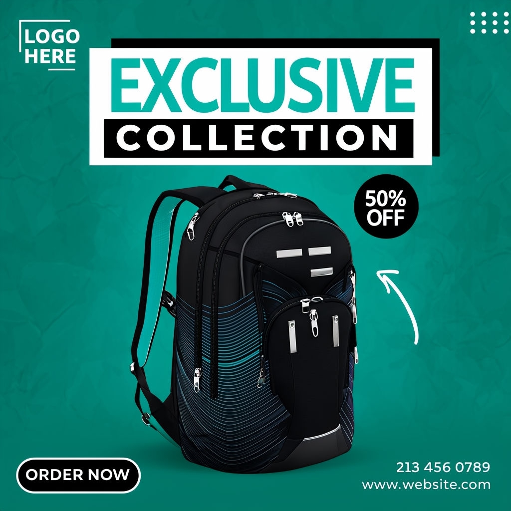 Exclusive Collection Black Sports Backpack Promotional Ad