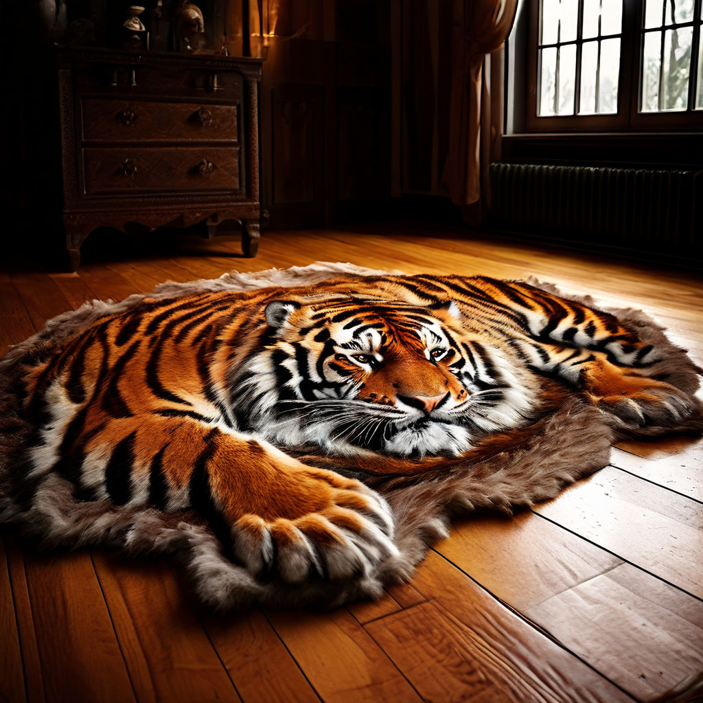 Tiger Pelt Rug On A Wood Floor. Fantasy Art. By Mike Larsen - Playground