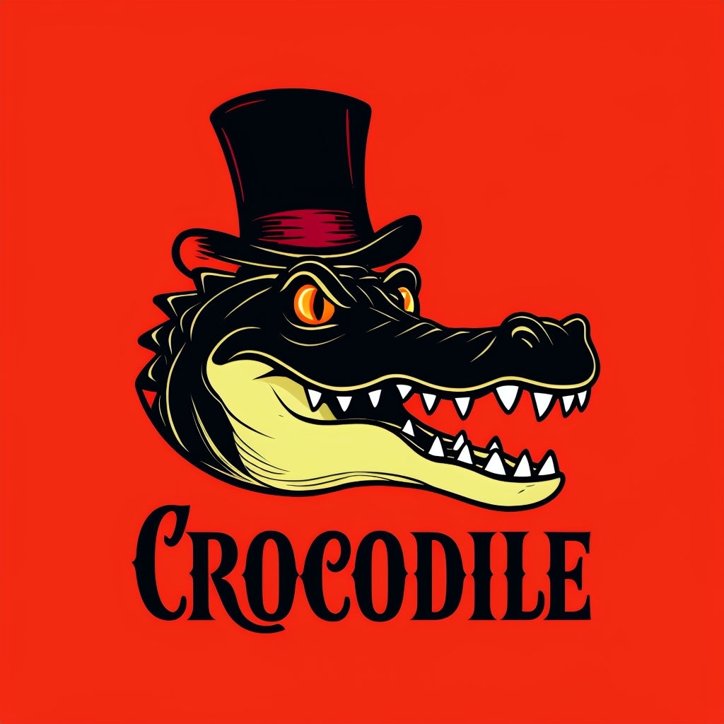 Playful Cartoon Crocodile with Top Hat T-Shirt