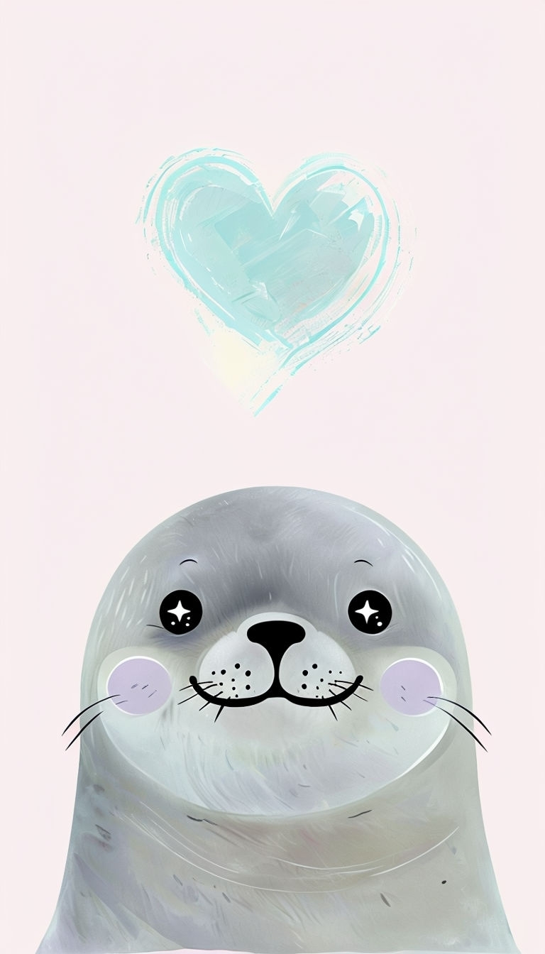 Minimalist Smiling Seal Pup Face on Soft Pink Background Phone Case Cover