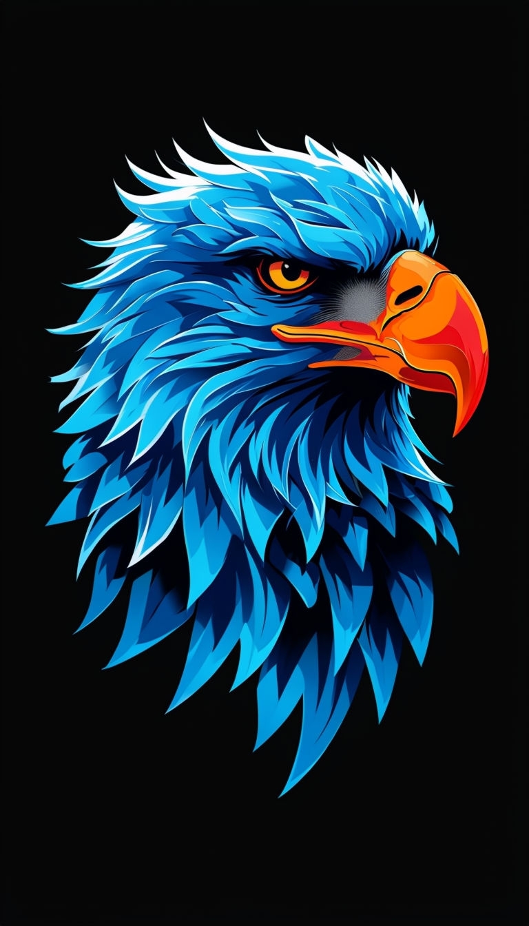 Vivid Blue Eagle Head Digital Art Phone Case Cover