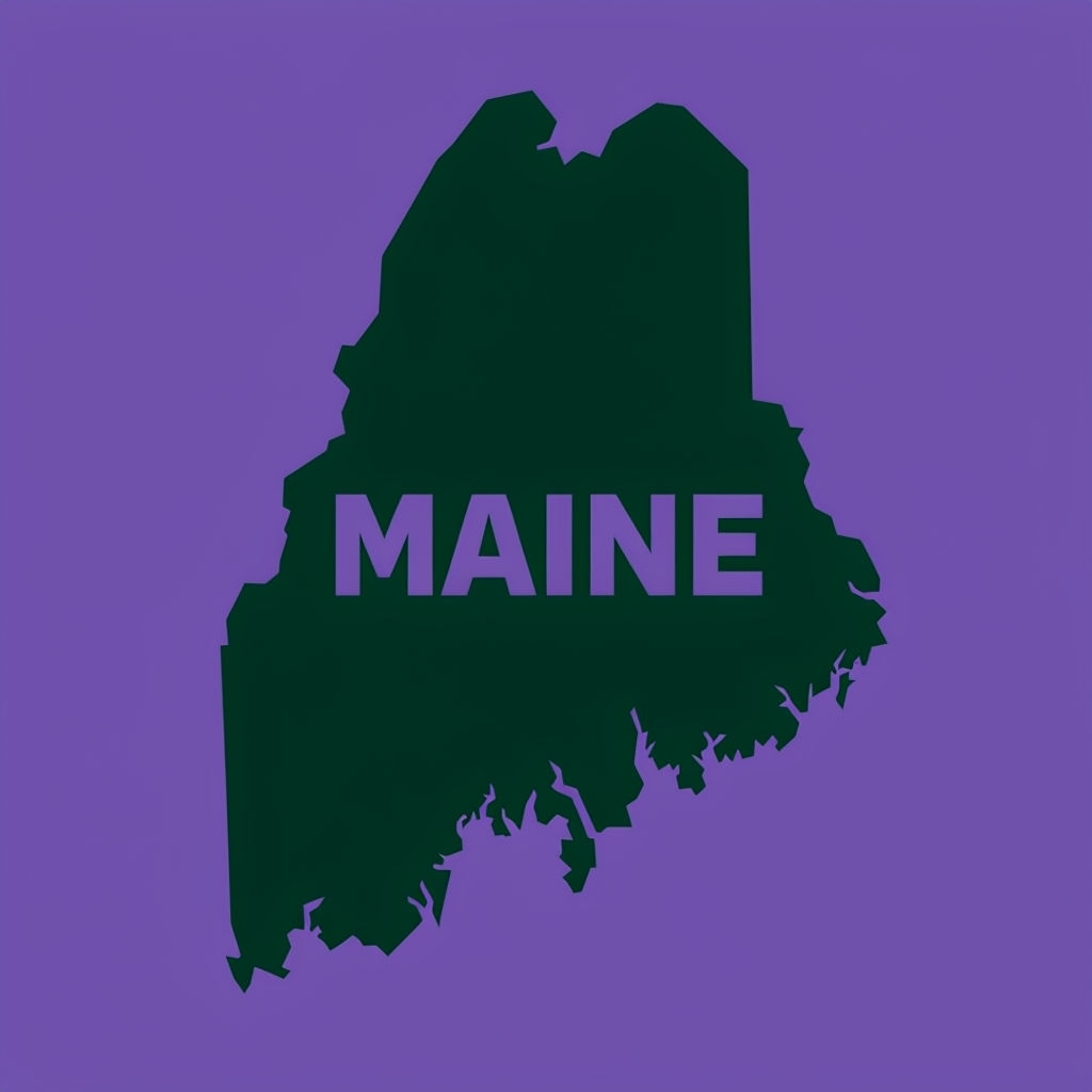 Minimalist Dark Green Maine Silhouette Design T-Shirt