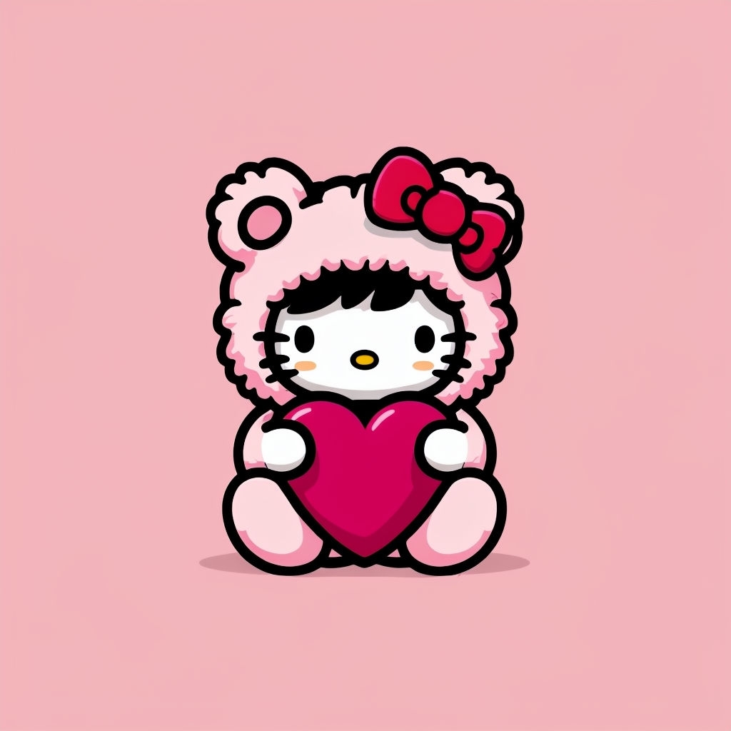 Cute Bear Costume Character with Heart Illustration T-Shirt