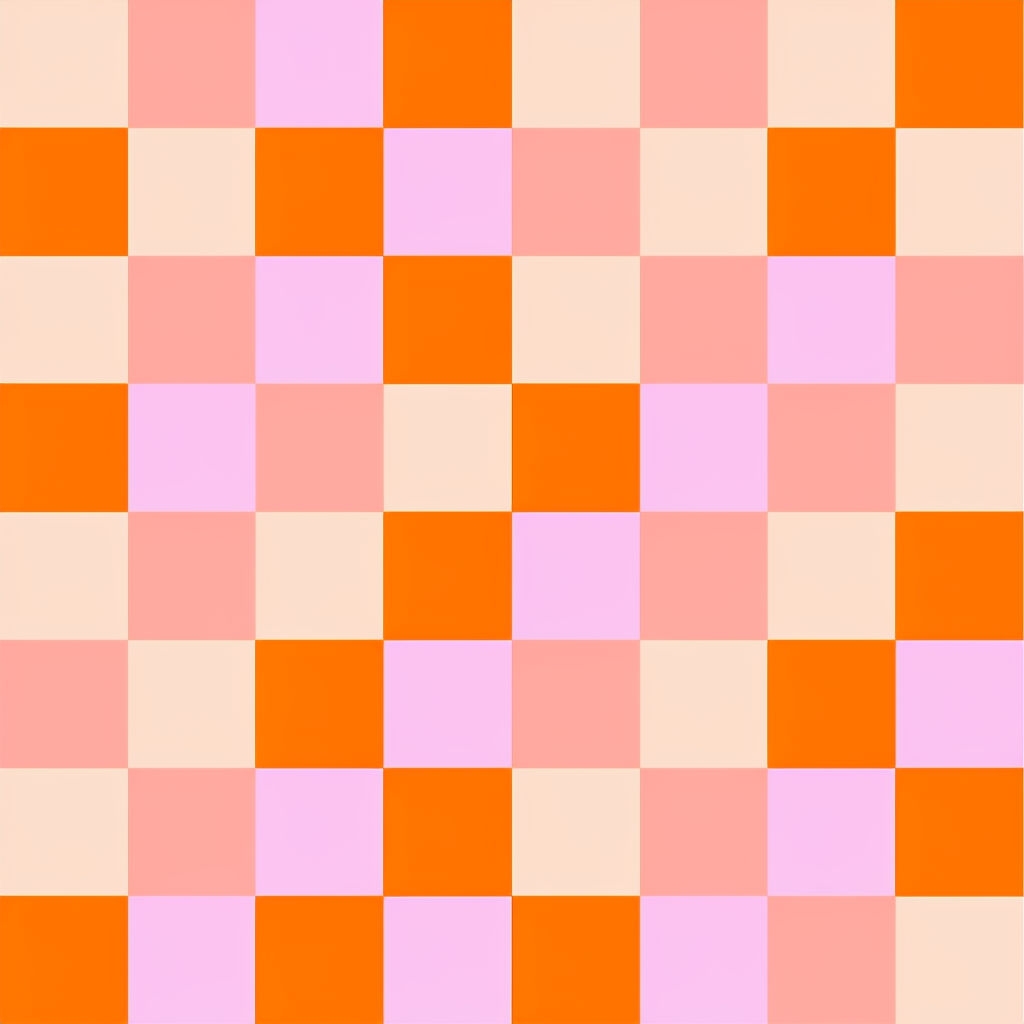 Vibrant Pink and Orange Checkerboard Tile Pattern Design Seamless Pattern