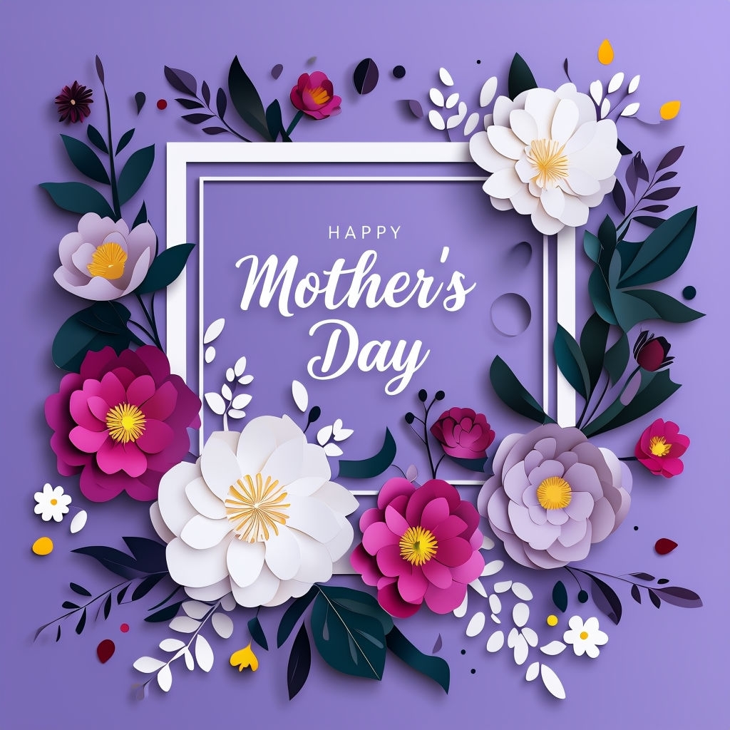 Vibrant Mother's Day Flower Greeting Card Design Social Media Post