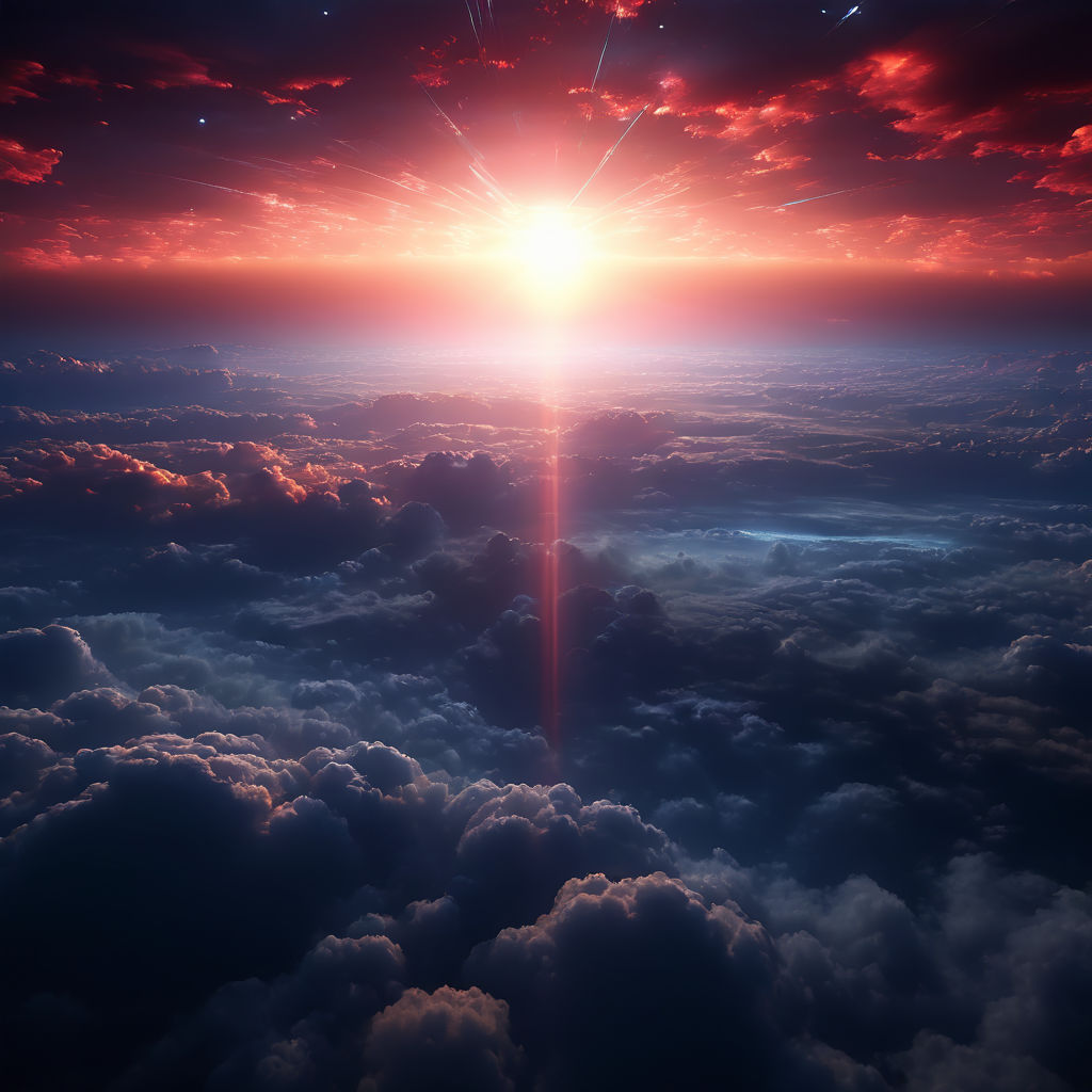 An image of a sky with a strong bright light can evoke feeli... by ...