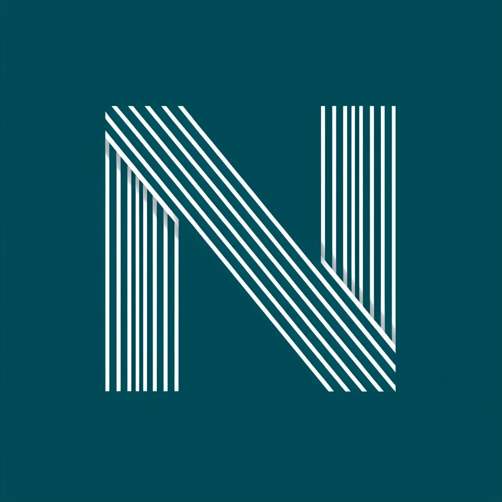 Modern Minimalist 'N' Monogram Logo Design on Teal Background Monogram