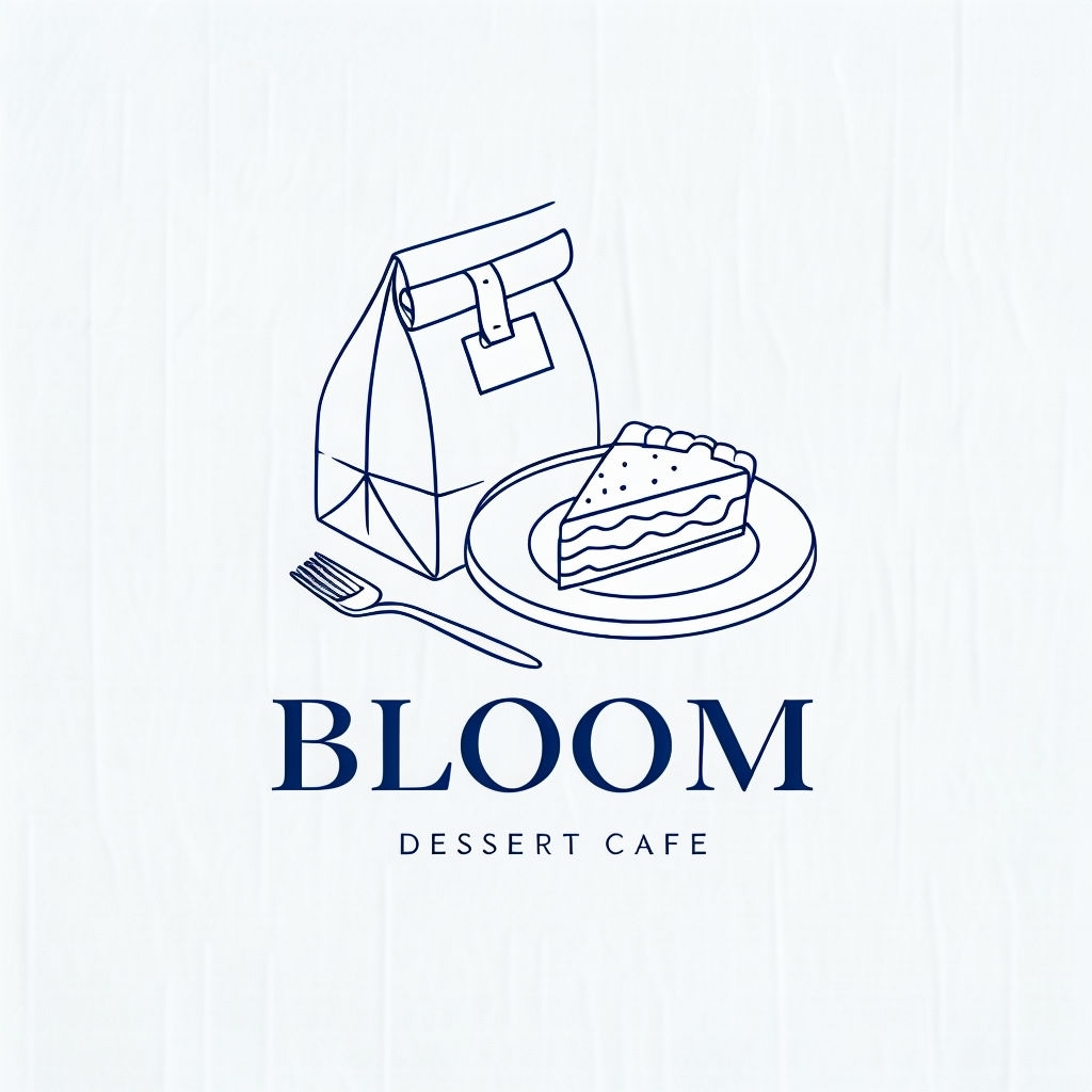 Elegant Minimalist Bloom Dessert Cafe Logo