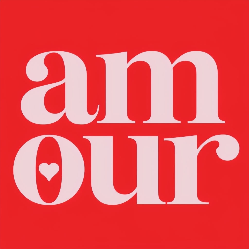 Vibrant Minimalist Amour Graphic Design T-Shirt