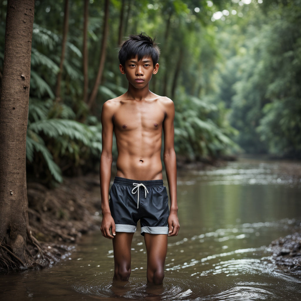 Shirtless very skinny slim Indonesian teen boy 12 years old ... by ...