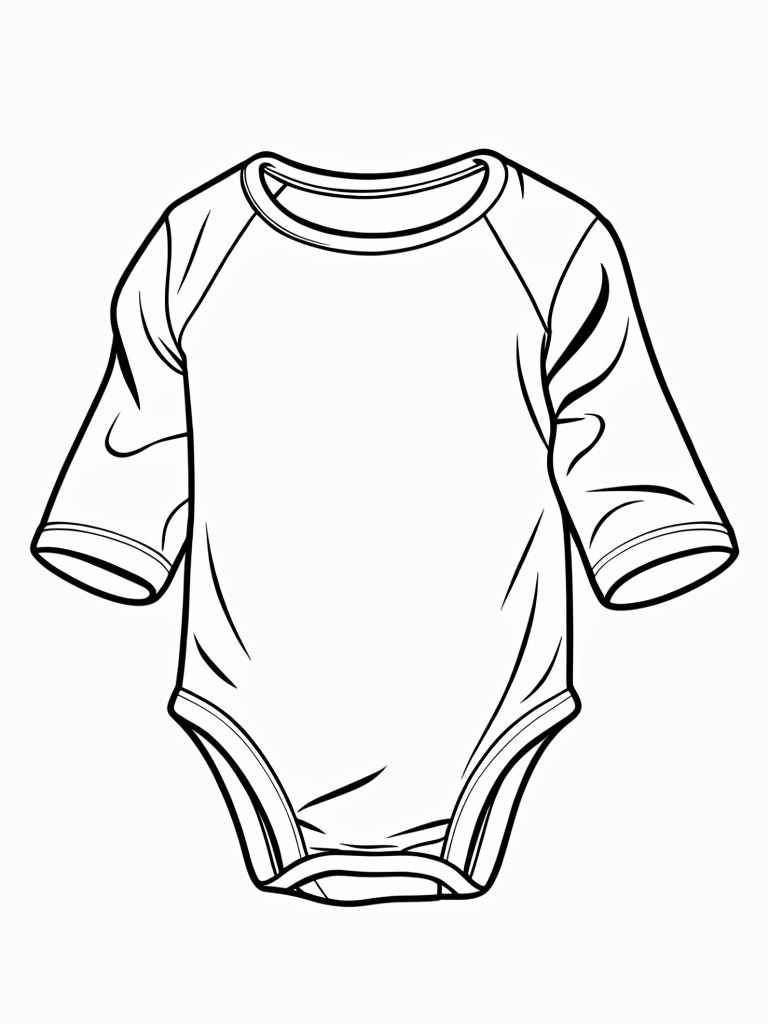 Detailed Black and White Baby Onesie Coloring Page Illustration