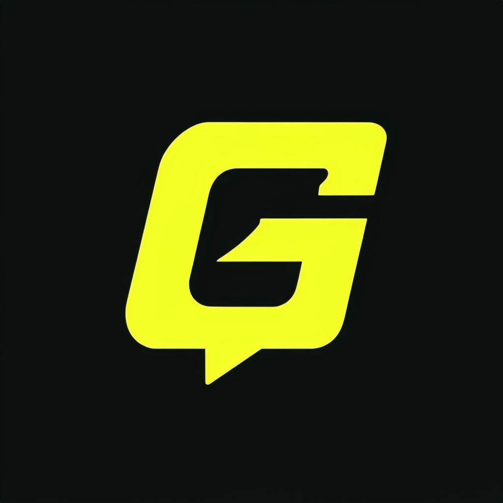 Stylish Minimalist Neon Yellow G Logo Design on Black Background Logo