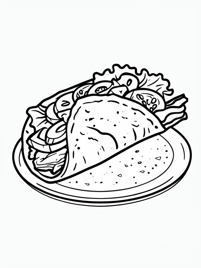 Delicious Wrap Line Art Coloring Page for Creative Fun Coloring Book Pages