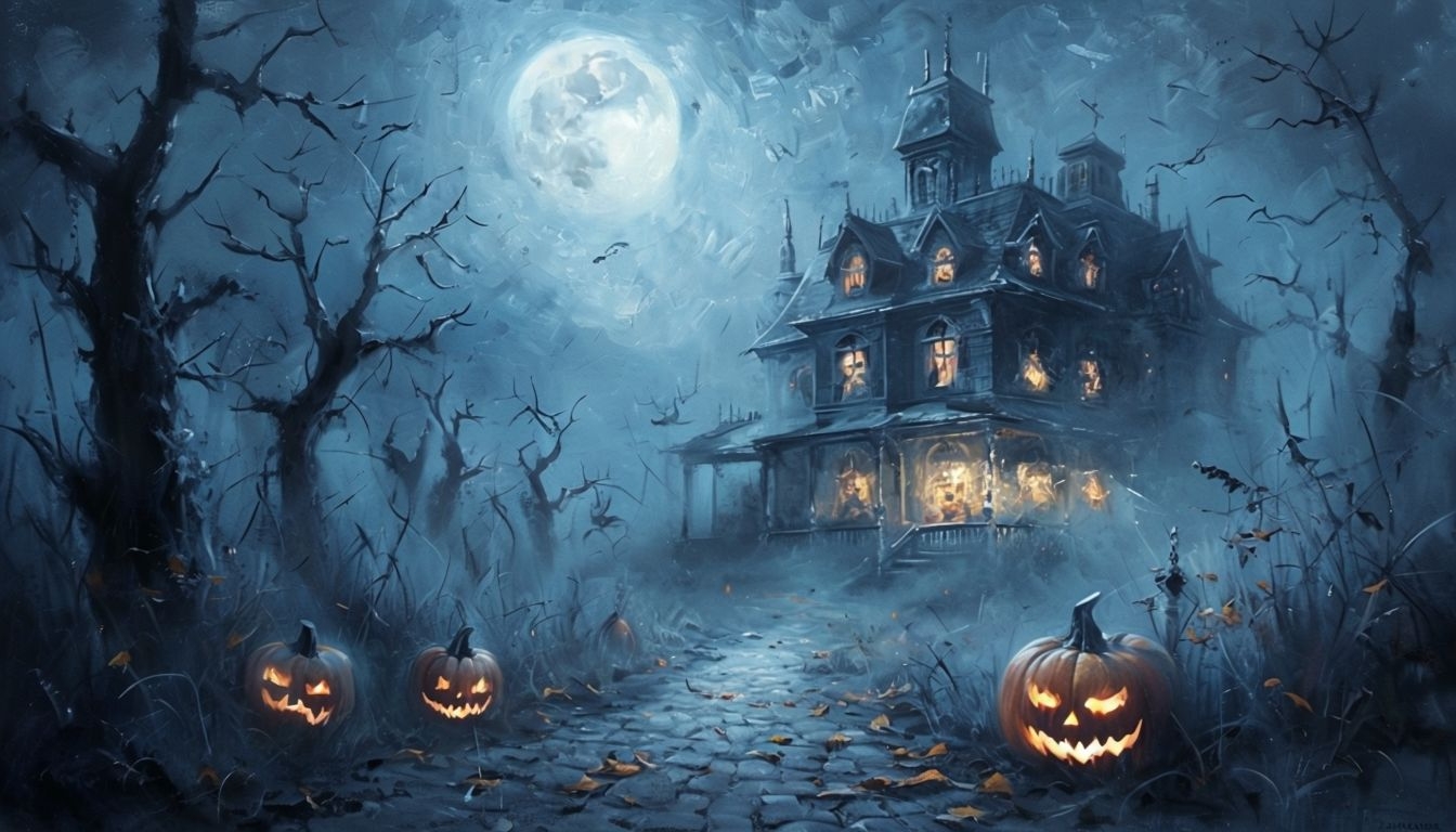 Spooky Victorian Mansion Haunting Halloween Virtual Background
