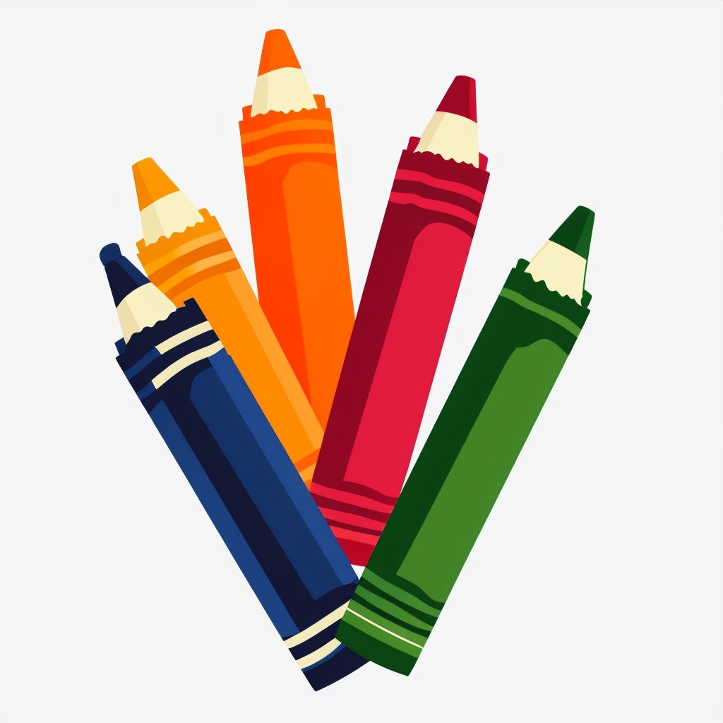 Vibrant Crayon Illustration in Dynamic Arrangement Sticker