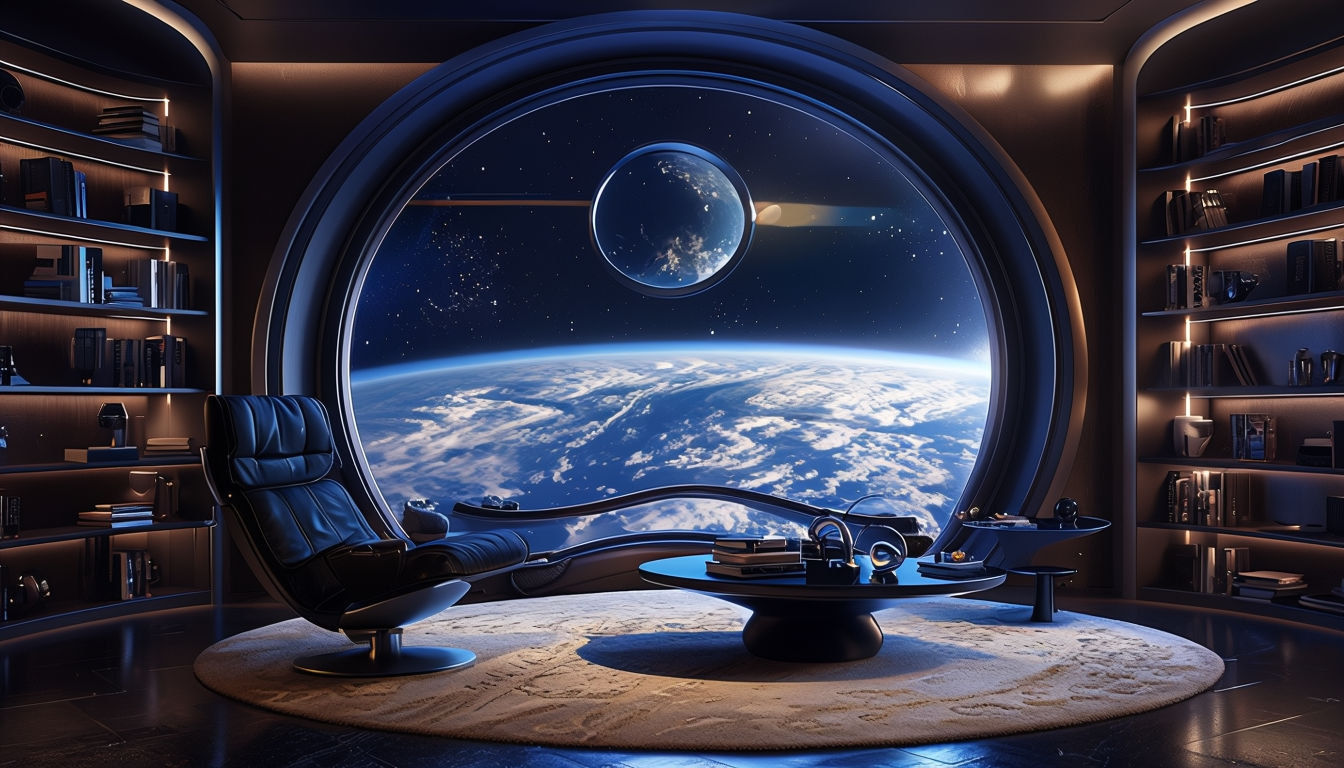 Futuristic Cozy Space Interior with Observation Window Art