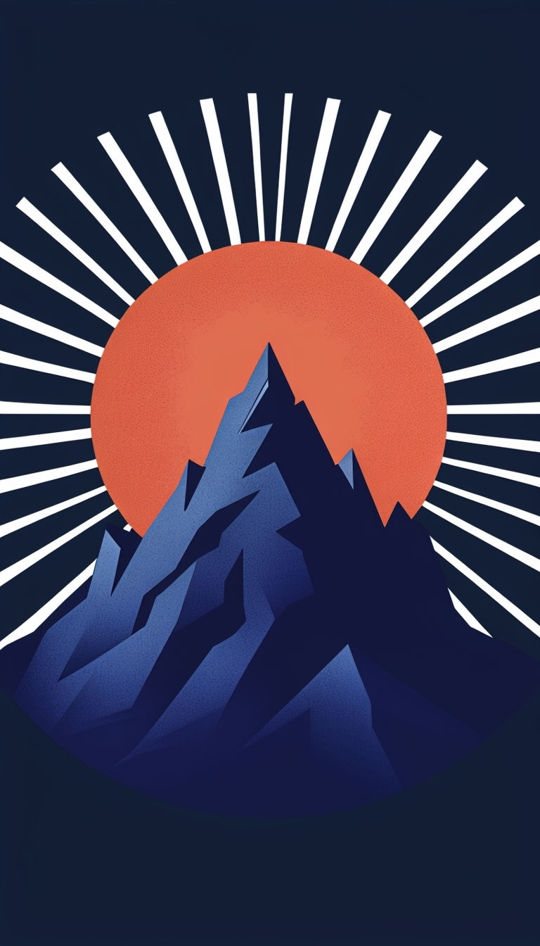 Isolated Mountain Peak Silhouette with Dynamic Lines Mobile Wallpaper