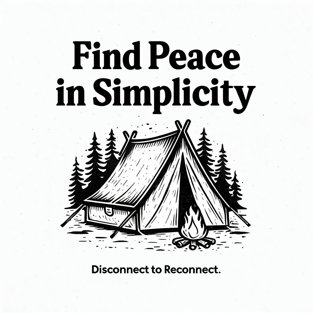 Find Peace in Simplicity Camping Tent Illustration Mug