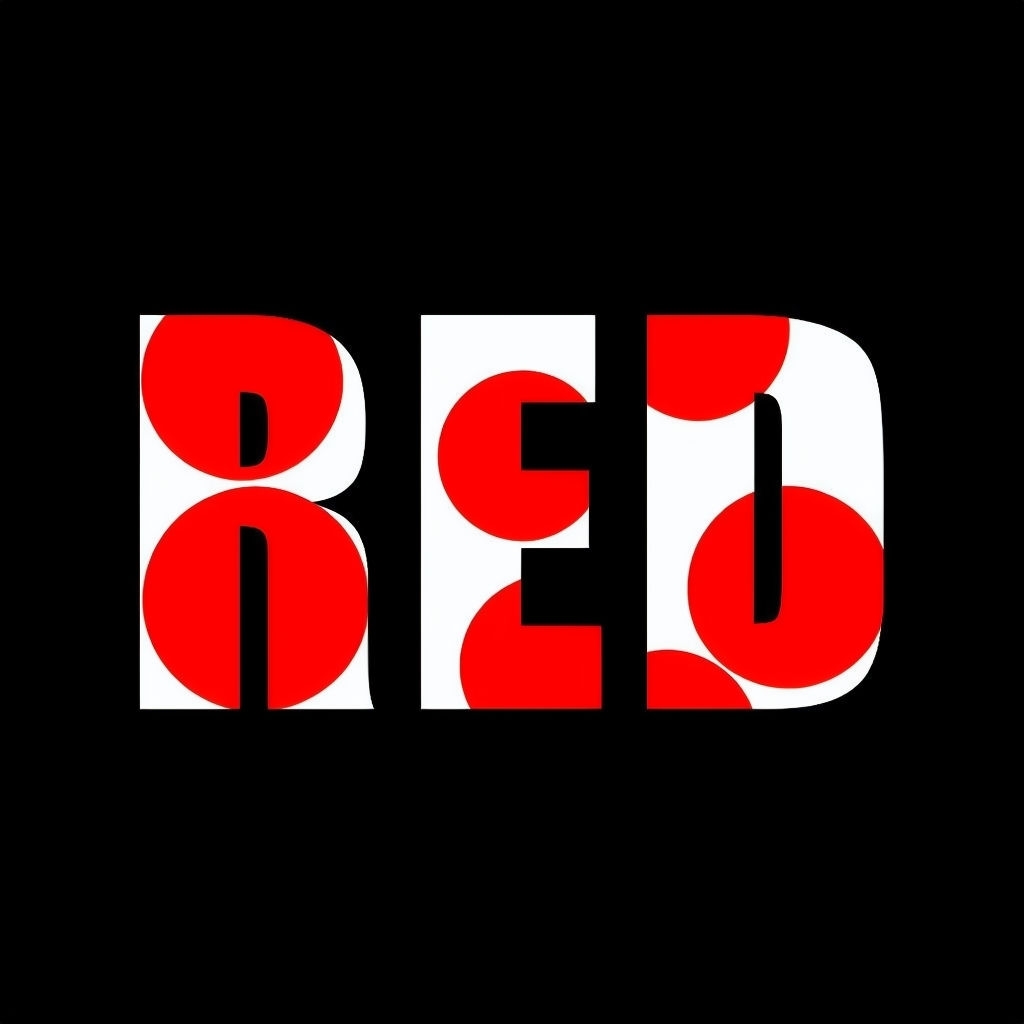 Bold Abstract RED Typography with Red Circles Logo