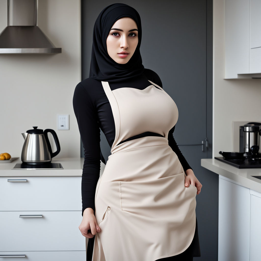 Realistic hijab girl with big boobs in tight clothes