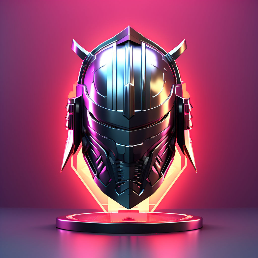 3d gradient cyberpunk shiny samurai helmet hacker bust logo ... by ...