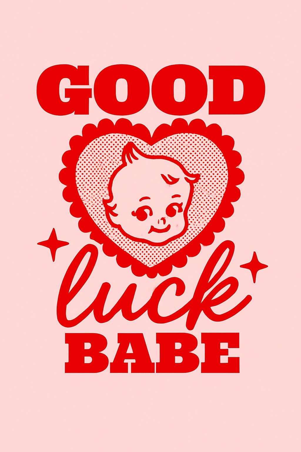 Vintage Playful Good Luck Babe Heart Graphic T-Shirt
