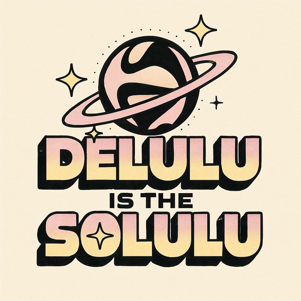 Delulu Is The Solulu Retro Planet Graphic Sticker