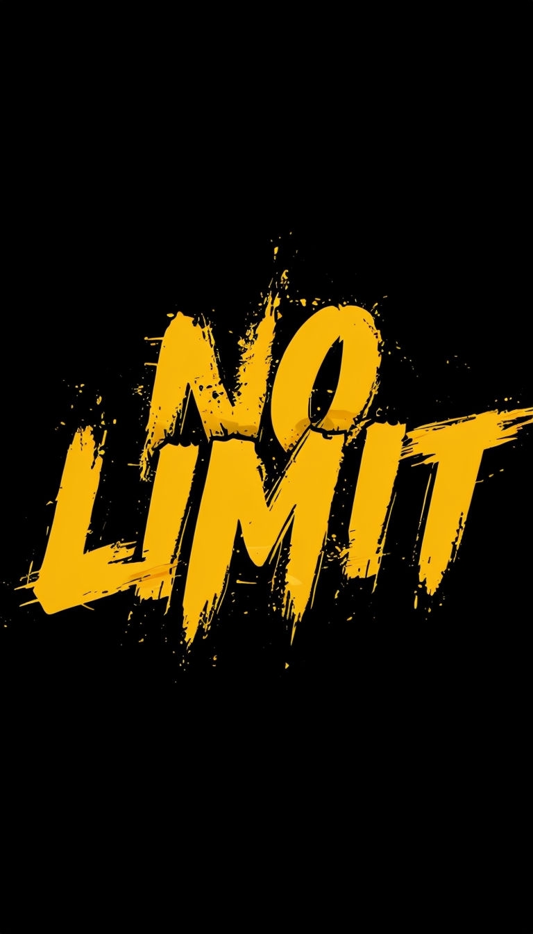 Bold NO LIMIT Inspirational Typography Design Mobile Wallpaper
