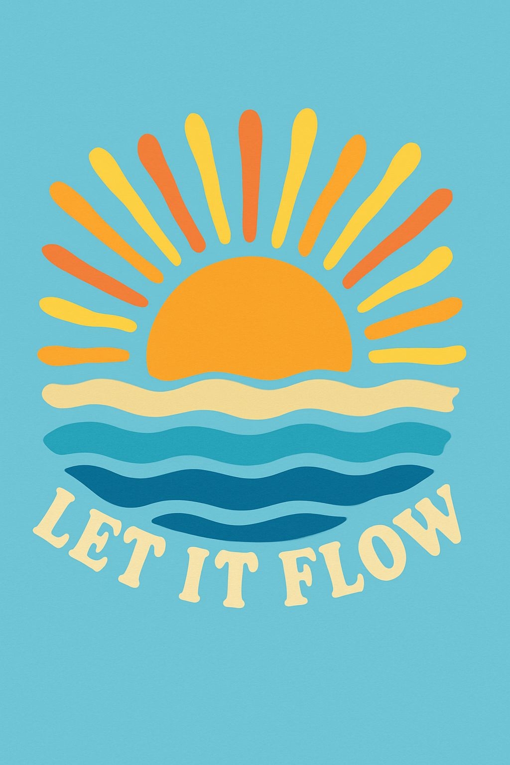 Minimalist Let It Flow Sun and Water Graphic T-Shirt