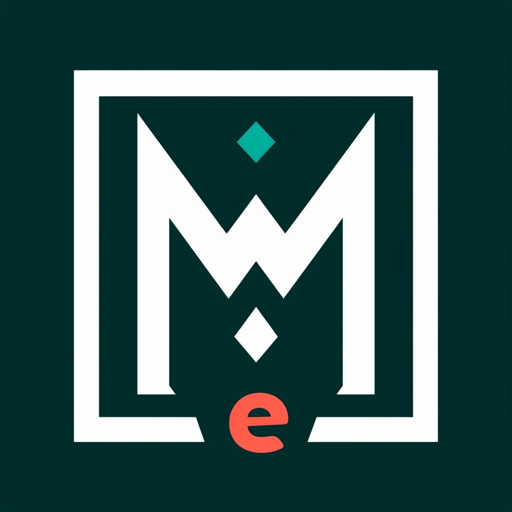 Minimalist Green MV Monogram Logo with Coral Accent 