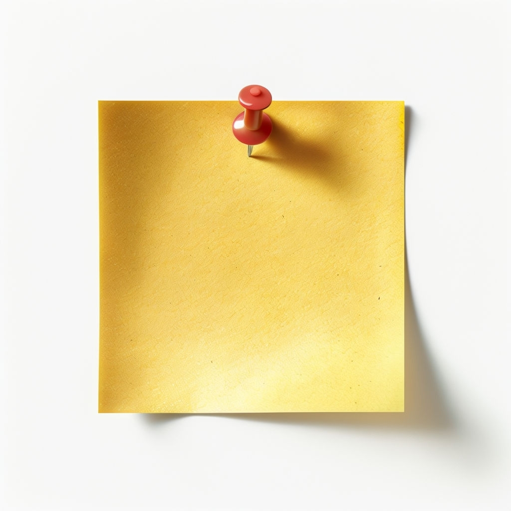 Realistic Yellow Sticky Note with Push Pin Mockup