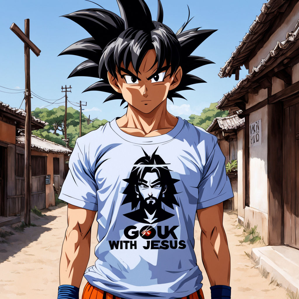 Goku with Jesus Written on his Shirt by Fred Willames - Playground