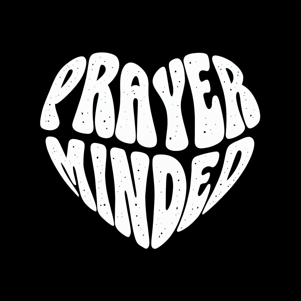 Heart Shaped Prayer Minded Text Graphic Design T-Shirt