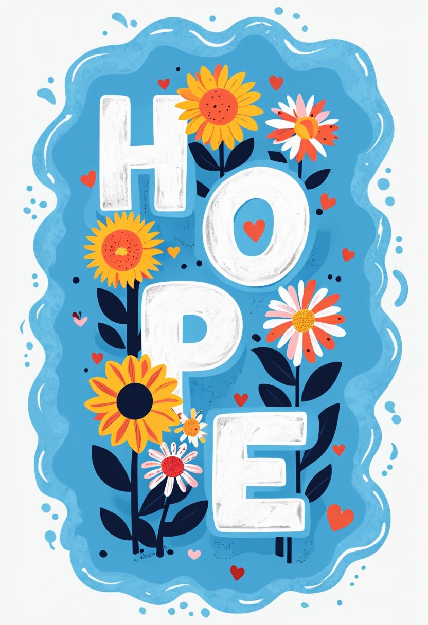 Vibrant Hope Floral Illustration with Cheerful Colors Poster