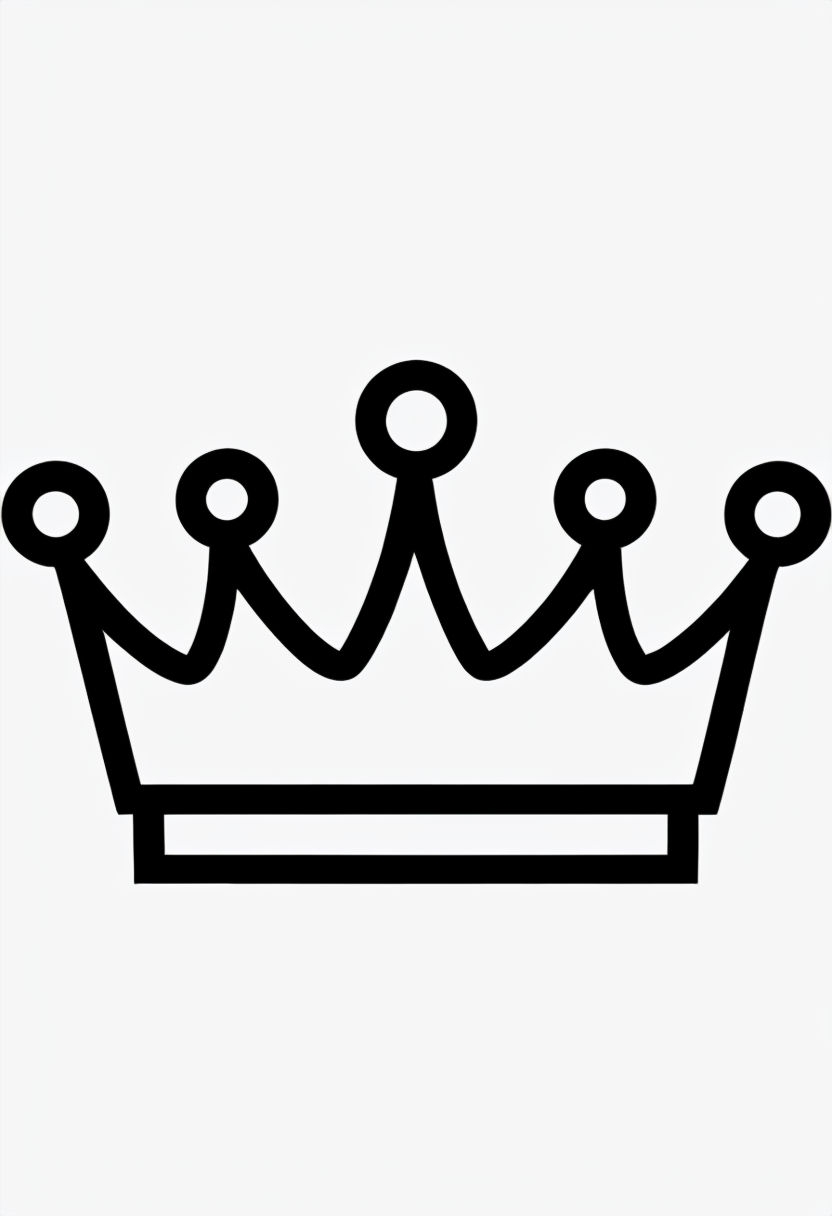 Minimalist Black Crown Line Drawing Art