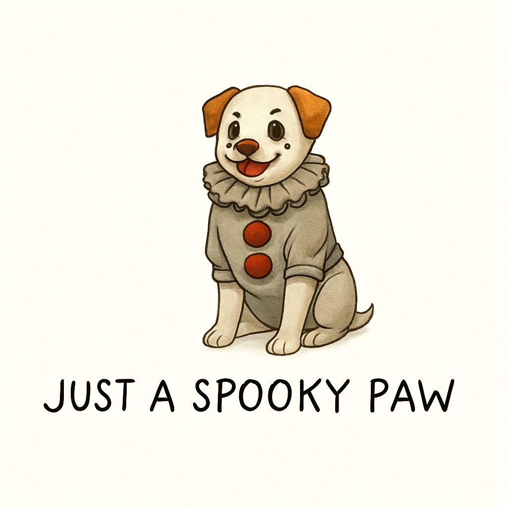 Cheerful Dog Clown Cartoon with Just a Spooky Paw T-Shirt