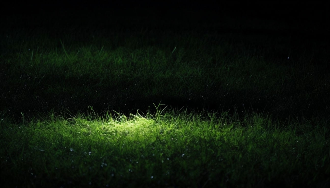 Illuminated Grass Surface at Night with Shadowy Background Virtual Backgrounds