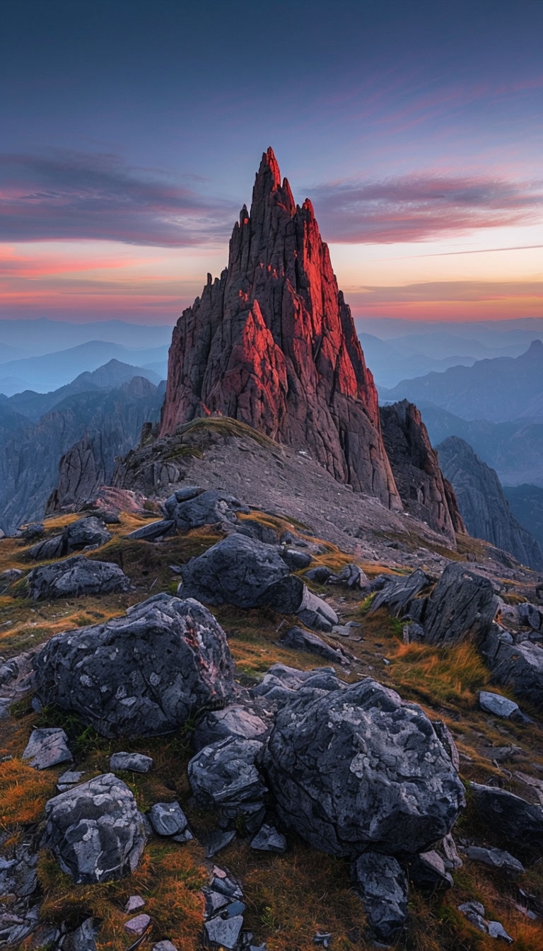 Majestic Twilight Mountain Peak Landscape Photography Mobile Wallpaper