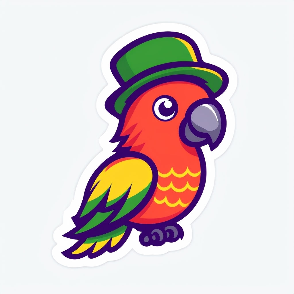 Cute Cartoon Parrot with St. Patrick's Hat Sticker