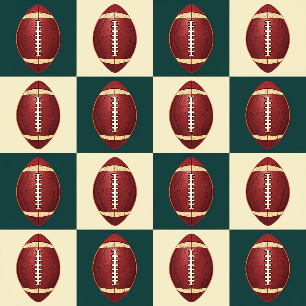 Vintage American Footballs Symmetrical Seamless Pattern