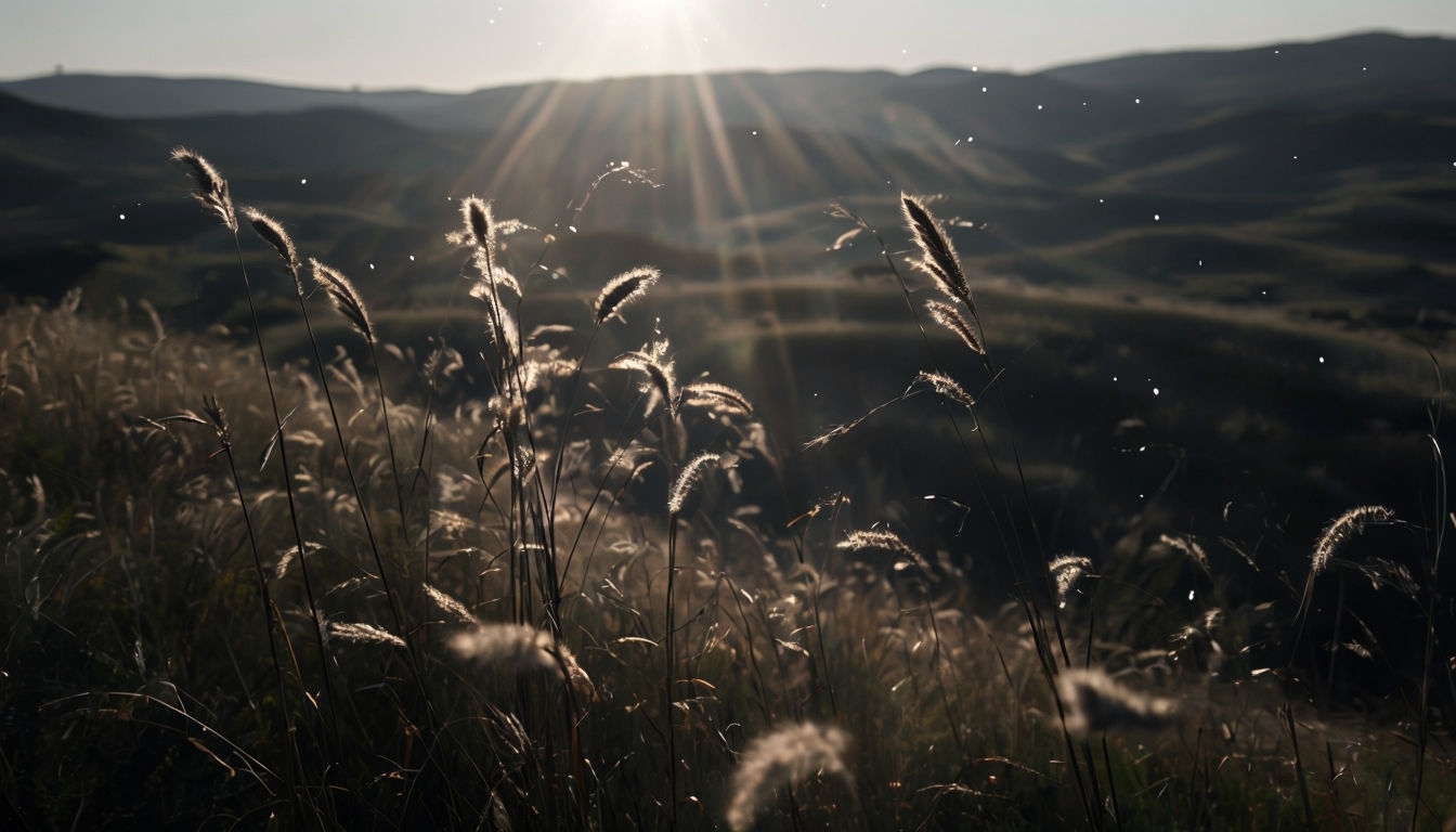 Serene Sunrise Landscape with Rolling Hills Virtual Background
