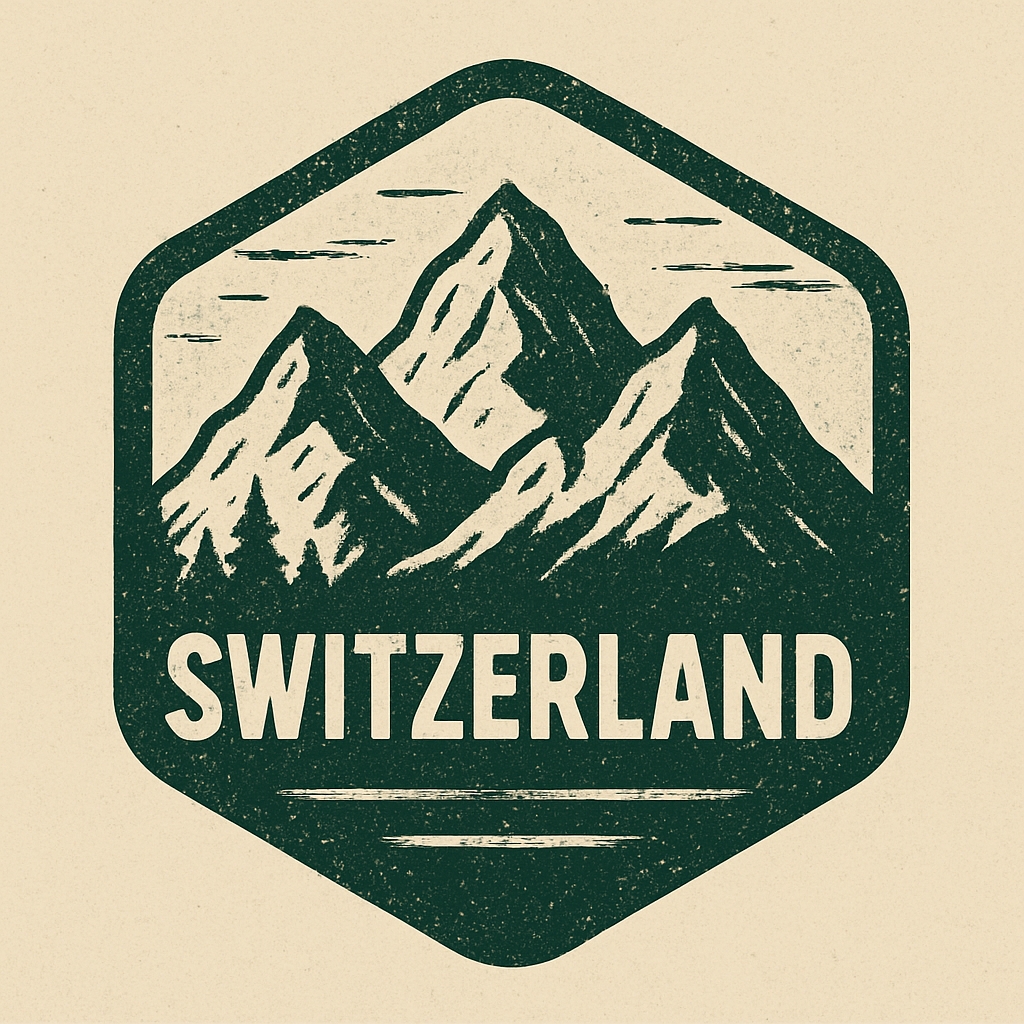 Vintage Switzerland Mountain Adventure Logo Design