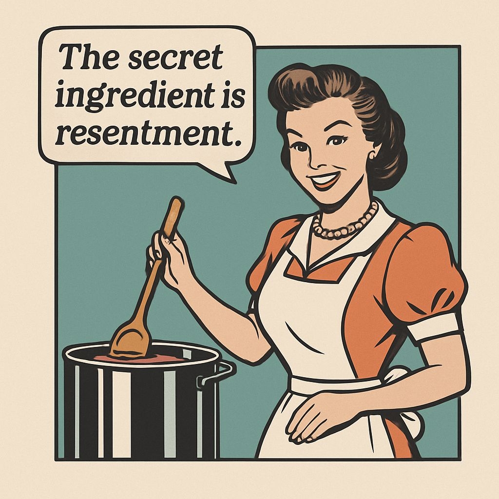 Vintage Comic Cooking Illustration with Humorous Quote Sticker