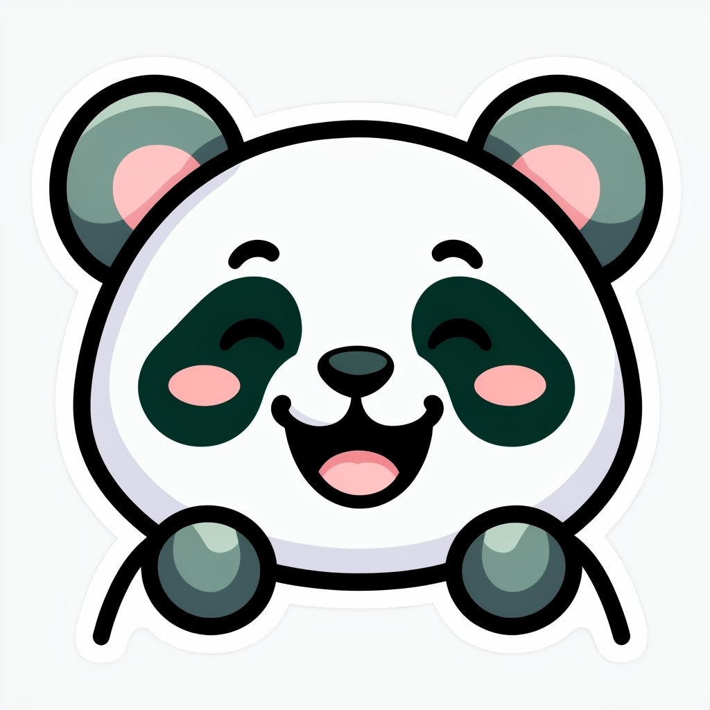 Cute Cartoon Panda Face Illustration Sticker